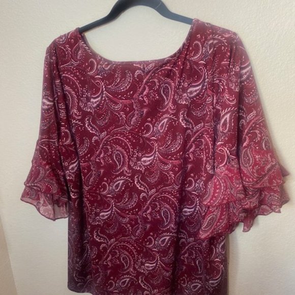 3X Burgandy Blouse - Picture 2 of 4